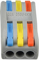 Універсальна з'єднувальна клема на 6 проводів з важелями PCT-2-3-С сірого кольору, АСКО-УКРЕМ, фото 4