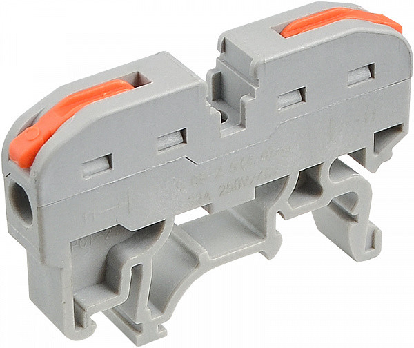 Клема PCT-211 універсальна для DIN-рейки, 2-жильна, безвинтова, 32A, PVC