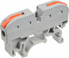 Клема PCT-211 універсальна для DIN-рейки, 2-жильна, безвинтова, 32A, PVC, фото 1