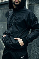 Мужская стильная молодежная весенняя черная легкая унисекс куртка ветровка найк Nike виндраннер весна лето XXL