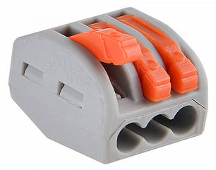 Універсальний з'єднувальний клема 3-провідна АСС-103, 30 шт, для кабелю, сірий, фото 1