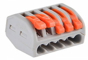 З'єднувальна клема АСС-105 5-провідна безгвинтова, 20 шт, 32A, сірий, фото 1
