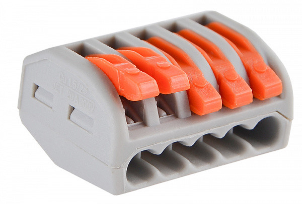 З'єднувальна клема АСС-105 5-провідна безгвинтова, 20 шт, 32A, сірий