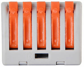 З'єднувальна клема АСС-105 5-провідна безгвинтова, 20 шт, 32A, сірий, фото 2