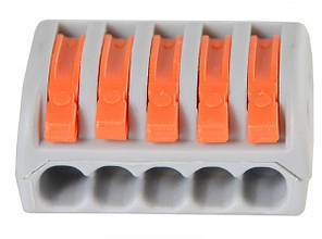 З'єднувальна клема АСС-105 5-провідна безгвинтова, 20 шт, 32A, сірий, фото 3