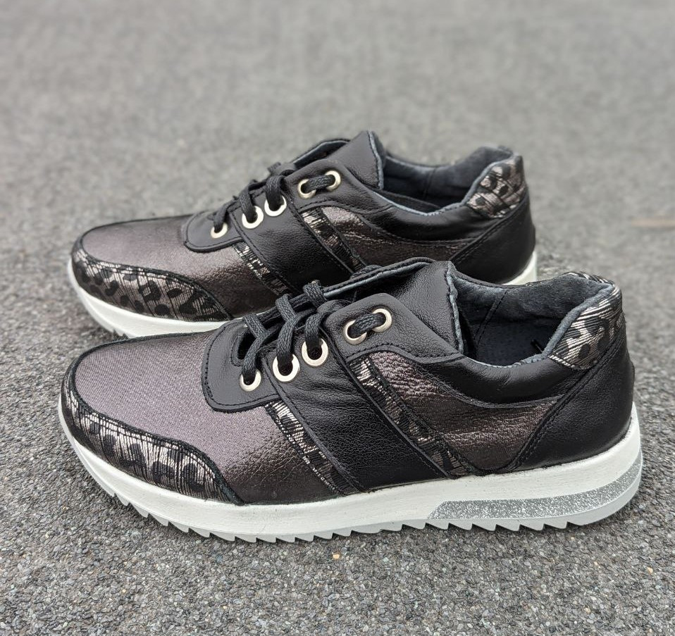 STTOPA Розмір 36-23,5 см. Кросівки з натуральної шкіри шкіряні. 142-3641 Чорні Сірі, фото 1