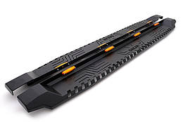 Бокові пороги Dakar V1 з LED для Mitsubishi L200 2006-2015 чорний метал (2 шт)