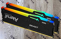 Оперативна пам'ять Kingston DDR5 32GB (2x16GB) 6000MHz FURY Beast RGB Black (KF560C40BBAK2-32) Новий, фото 2