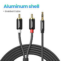 Якісний плетений аудіокабель 1 метр Ugreen 3.5 mm to 2RCA AV116 60240