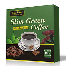 Зелена кава для схуднення 18 пакетиків, 180г. Розчинна зелена кава. Slim Green Coffe with Ganoderma, фото 3