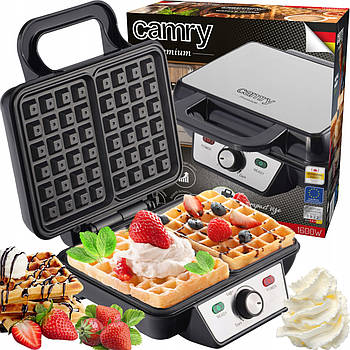 Вафельниця Camry CR 3046 — 1600 Вт, 2 великі вафлі, регулювання температури