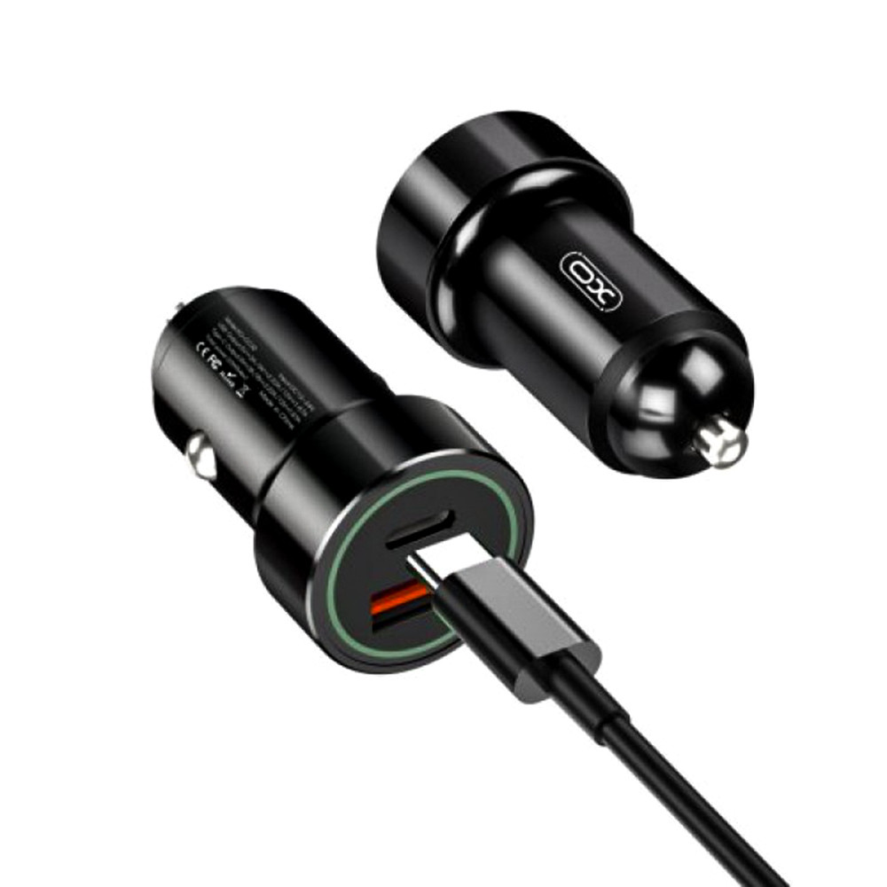 Автомобільний зарядний пристрій XO CC32 USB QC3.0 Type-C PD 20W Type-C cable, Black