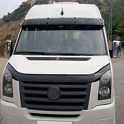 Козирок на лобове скло на рамі V2 для Volkswagen Crafter (2006-2016) чорний глянець Полістирол