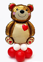Фольгированная фигура Медведь на стойке из шаров, шар фигура на подставке