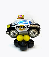 Фольгована фігура поліцейська машина на підставці з повітряних куль, стійка з кулею-фігурою