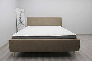 Сучасне двоспальне ліжко велюр з м'яким узголів'ям на ніжках 160х200 у спальню Урсула Шик-Галичина