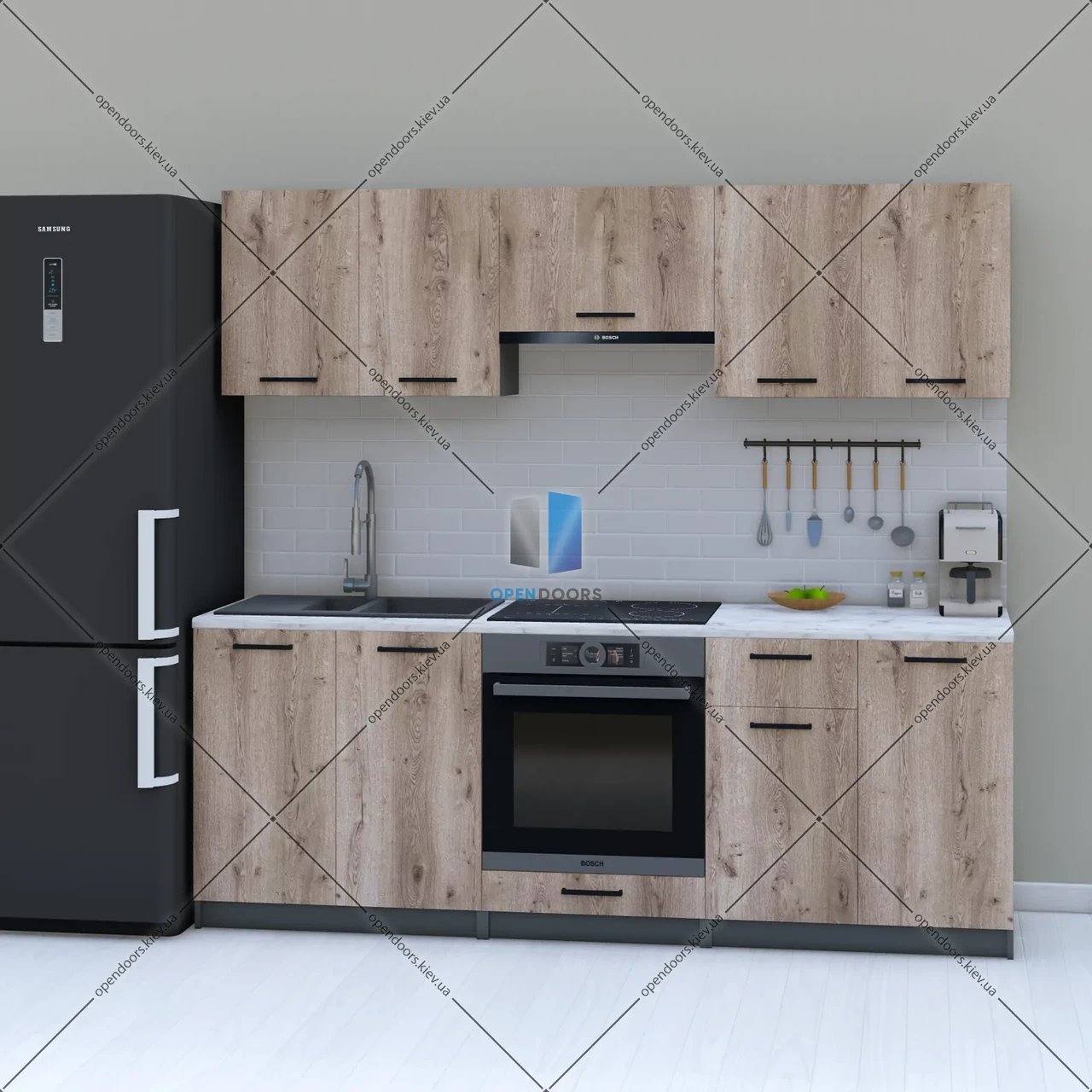 Сучасна кухня готова 2.2 м, бюджетний кухонний гарнітур 220 см Opendoors