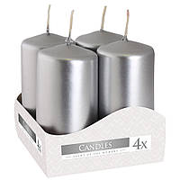 Декоративные свечи, комплект из 4-х шт BISPOL sw40/80-x серебро (8 см)