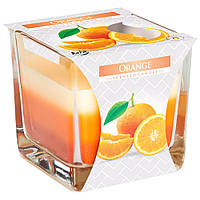 Свеча ароматическая трехцветная в стекле "Апельсин" BISPOL