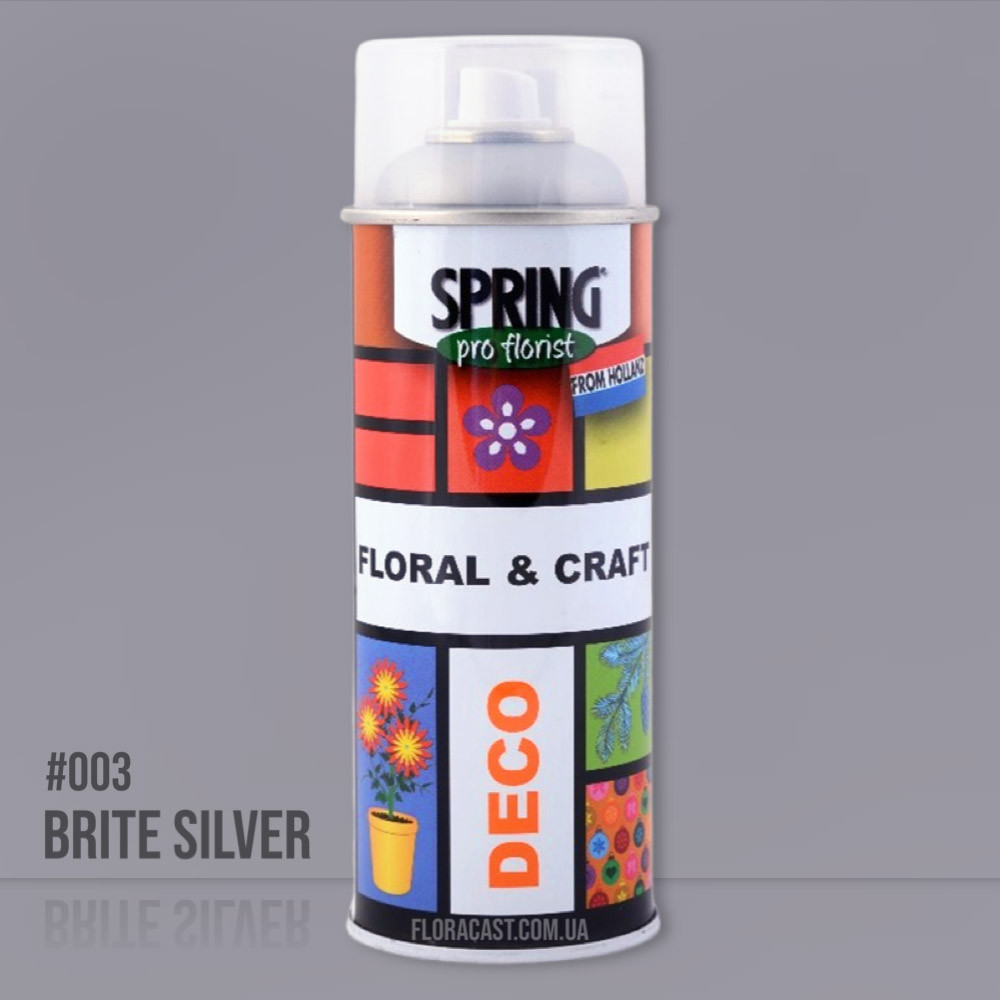 Краска для живых цветов SPRING 400 мл | яркое серебро (#003) - фото 1 - id-p1799868711