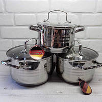 Набор кухонной посуды из нержавеющей стали Edenberg, 6 предметов 2.1/2.9/3.9л (EB-4071)