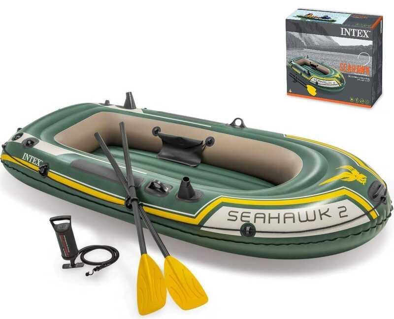 Двомісний надувний човен Intex 68347 Seahawk 2 Set, 236 х 114 см, весла, ручний насос