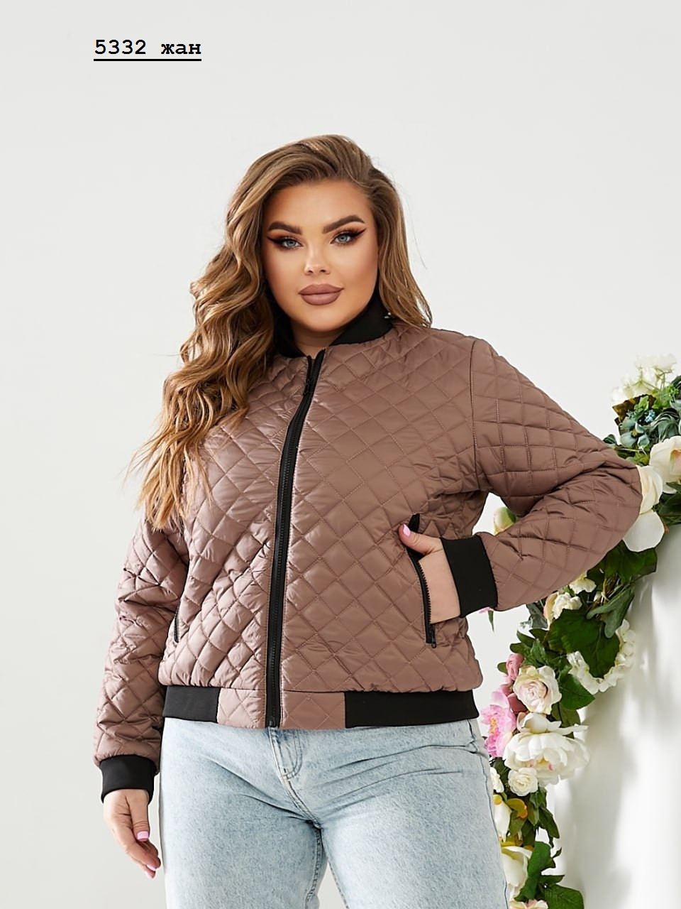 Жіночий бомбер весняний батальний 5332 жан, фото 1