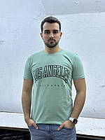 Мужская футболка принт батал, Турция 52-58рр, LOS ANGELES , мята