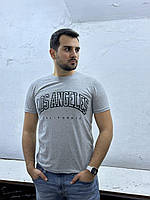 Мужская футболка принт батал, Турция 52-58рр, LOS ANGELES , серый