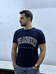 Чоловічі футболки принт батал, Туреччина 52-58рр, LOS ANGELES, синій