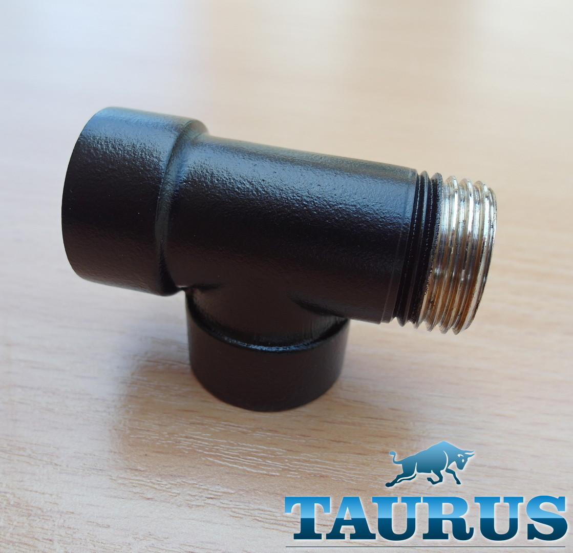 Трійник чорний ThetmoPulse Black 1/2" для комбінованих рушникосушок (водяне + електричний ТЕН), фото 1