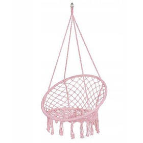 Підвісне крісло-гойдалка (плетене) для дітей та дорослих 60 см Springos рожевий