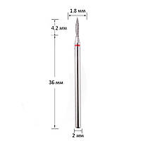 Фреза алмазная для маникюра пламя красное 1.8 мм