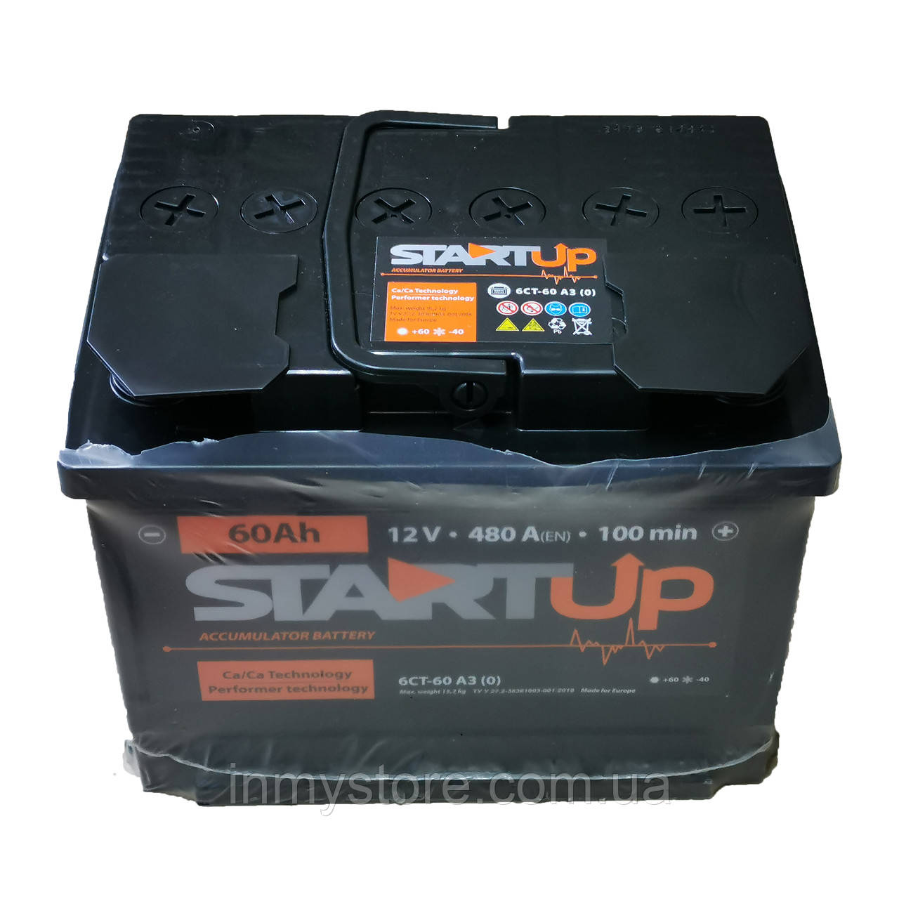 Акумулятор 6CT-60 StartUP 60Ah-12V (242х175х190),(+ праворуч), EN480, фото 1