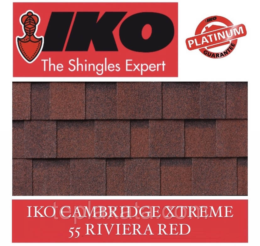 Бітумова черепиця IKO Cambridge Xtreme 55 RIVIERA RED, фото 1