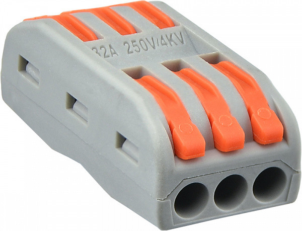 Універсальна з'єднувальна клема на 6 проводів PCT-2-3 (оранжева), АСКО-УКРЕМ, 50 шт., 32A, ПВХ