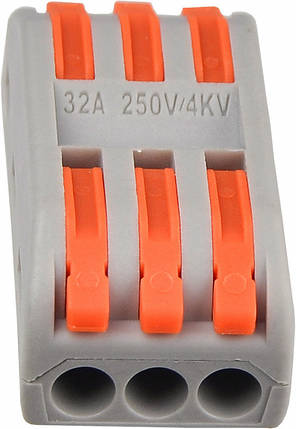 Універсальна з'єднувальна клема на 6 проводів PCT-2-3 (оранжева), АСКО-УКРЕМ, 50 шт., 32A, ПВХ, фото 2