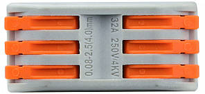 Універсальна з'єднувальна клема на 6 проводів PCT-2-3 (оранжева), АСКО-УКРЕМ, 50 шт., 32A, ПВХ, фото 4