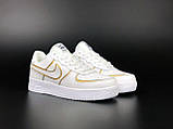 Чоловічі кросівки Nike Air Force шкіряні стильні молодіжні білі, фото 3