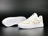 Чоловічі кросівки Nike Air Force шкіряні стильні молодіжні білі, фото 6