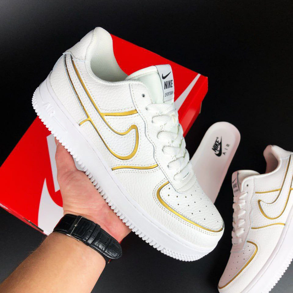 Чоловічі кросівки Nike Air Force шкіряні стильні молодіжні білі