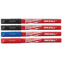 Набор маркеров MILWAUKEE INKZALL Fine Tip тонкие: Синий, Красный, Черный (4 шт.)
