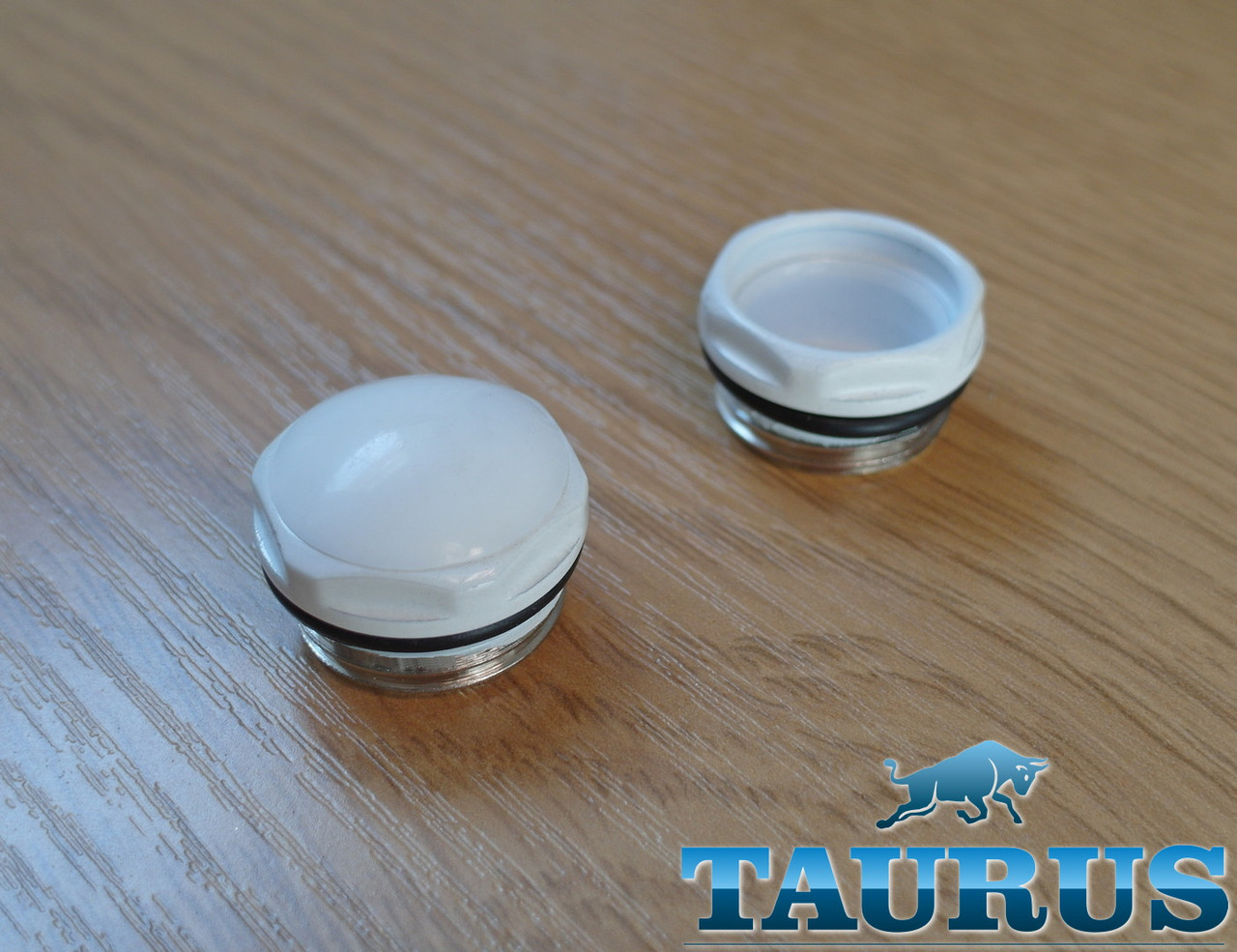 Біла заглушка з резиновим кільцем ThermoPulse White 1/2" на рушникосушарку. Компактний розмір. Латунь