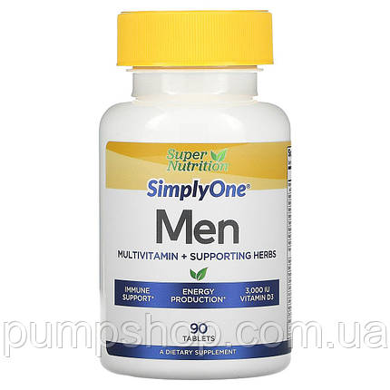 Вітаміни для чоловіків Super Nutrition SimplyOne Men's Multivitamin + Supporting Herbs 90 таб., фото 3