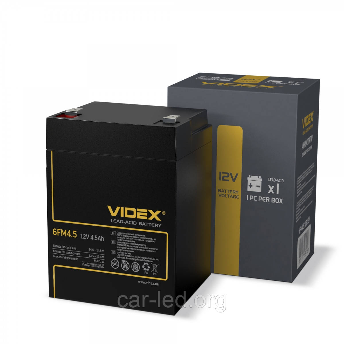 Свинцево-кислотна акумуляторна батарея Videx 6FM4.5 12V/4.5Ah color box 1