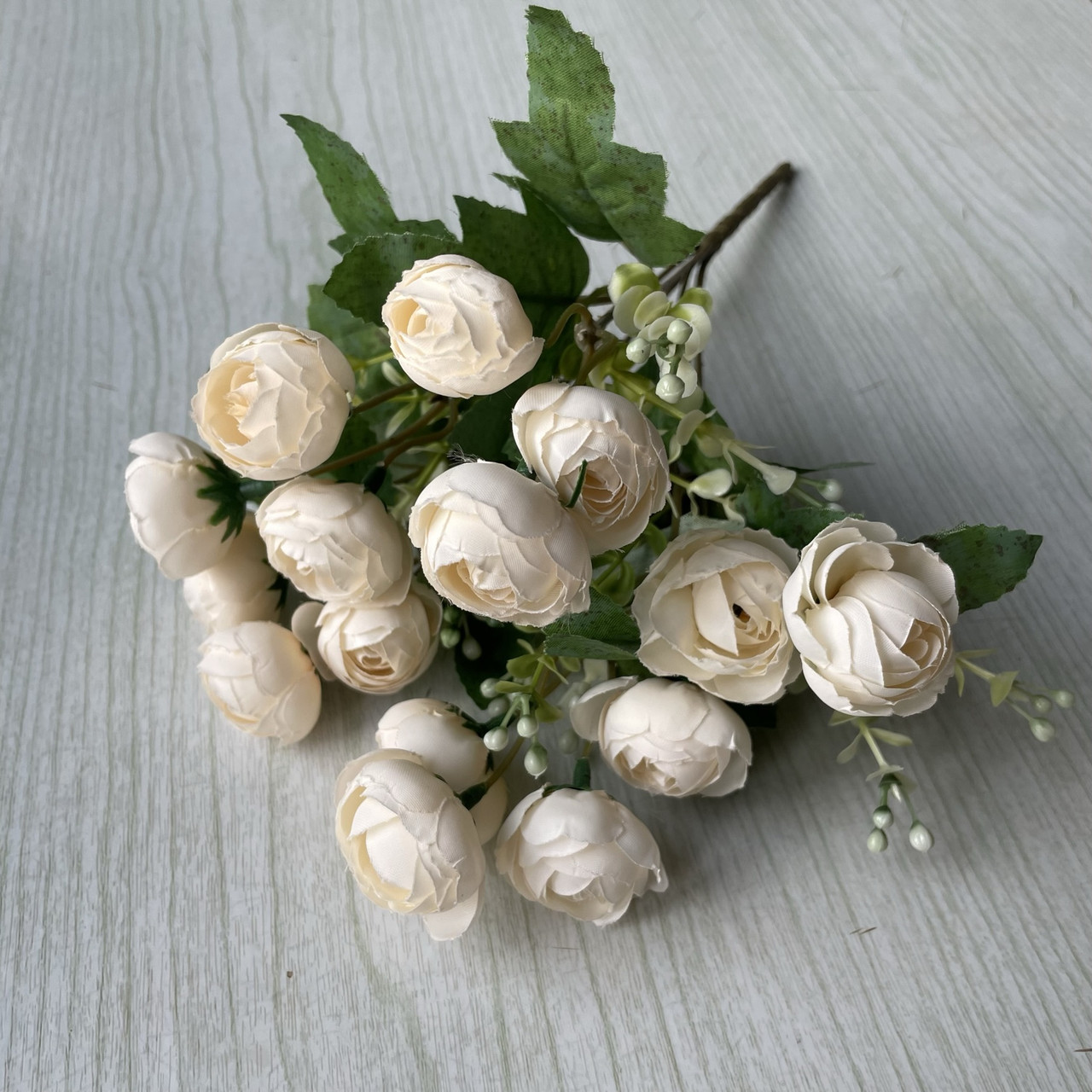 Штучні квіти Букет камелію, лютики ранункулюса 30 см. білий, фото 1