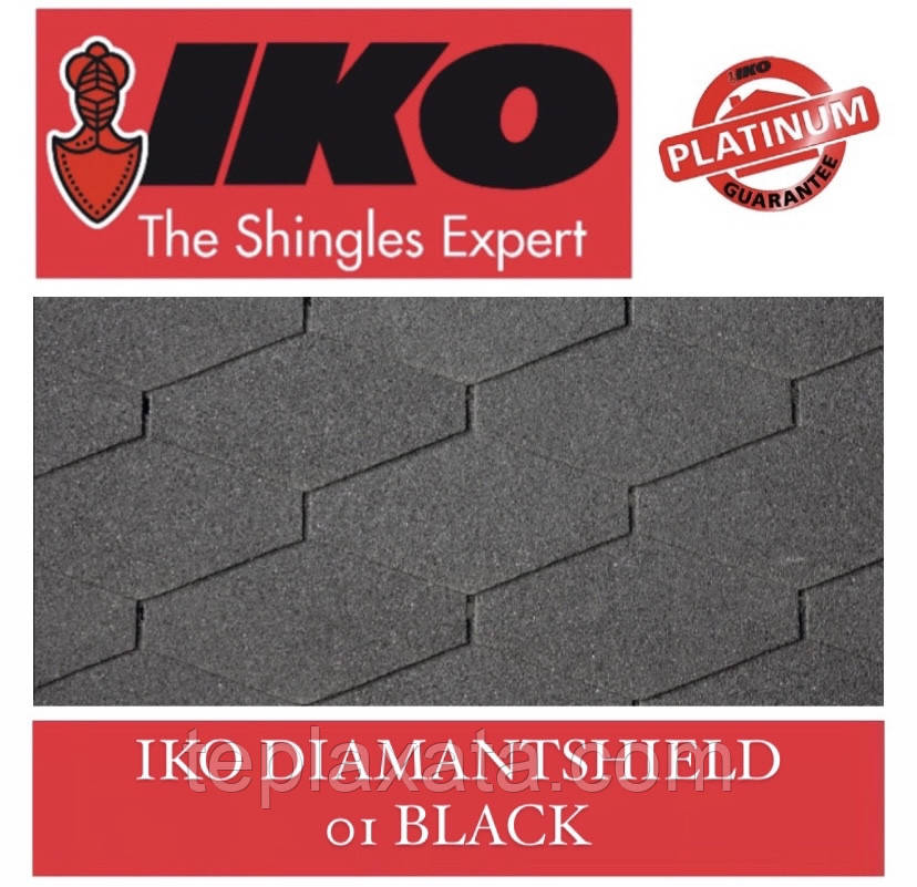 Бітумова черепиця IKO Diamantshield 01 BLACK