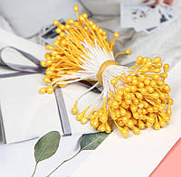 Тичинки для квітів крапельки глянсові жовті 4 мм 254 штук