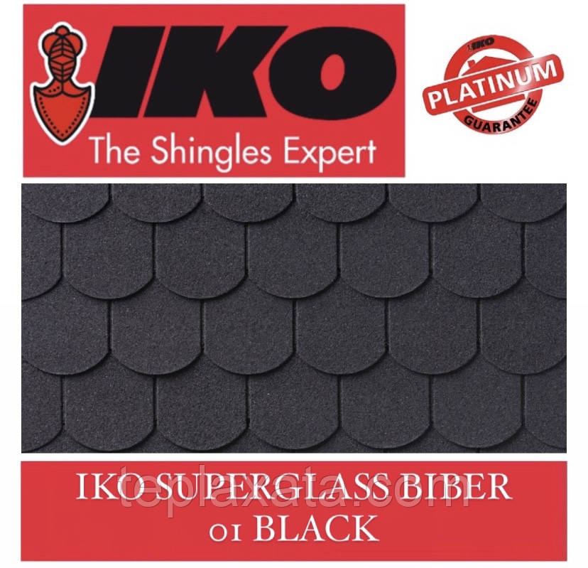 Бітумова черепиця IKO Superglass-Biber 01 BLACK
