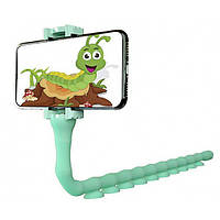 Держатель для телефона гибкий Cute Worm Lazy Holder 7304 с присосками голубой